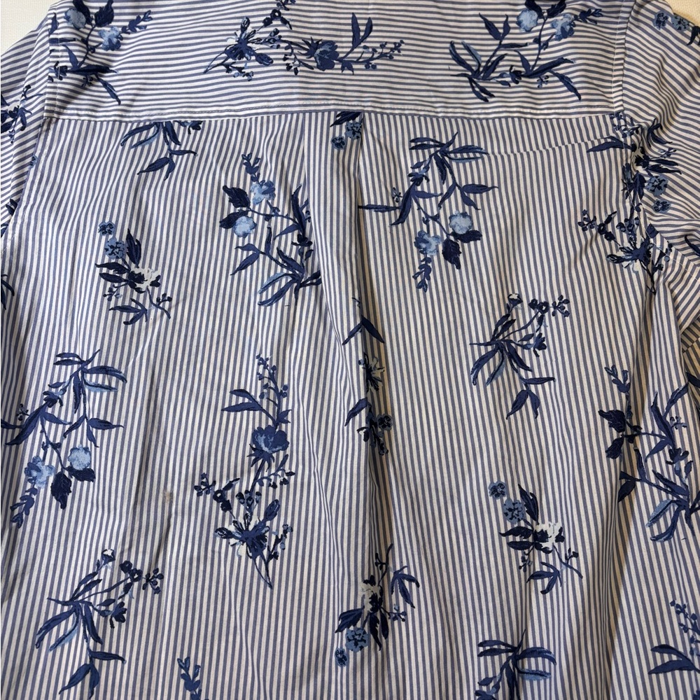 Blue Floral Striped Women’s Shirt